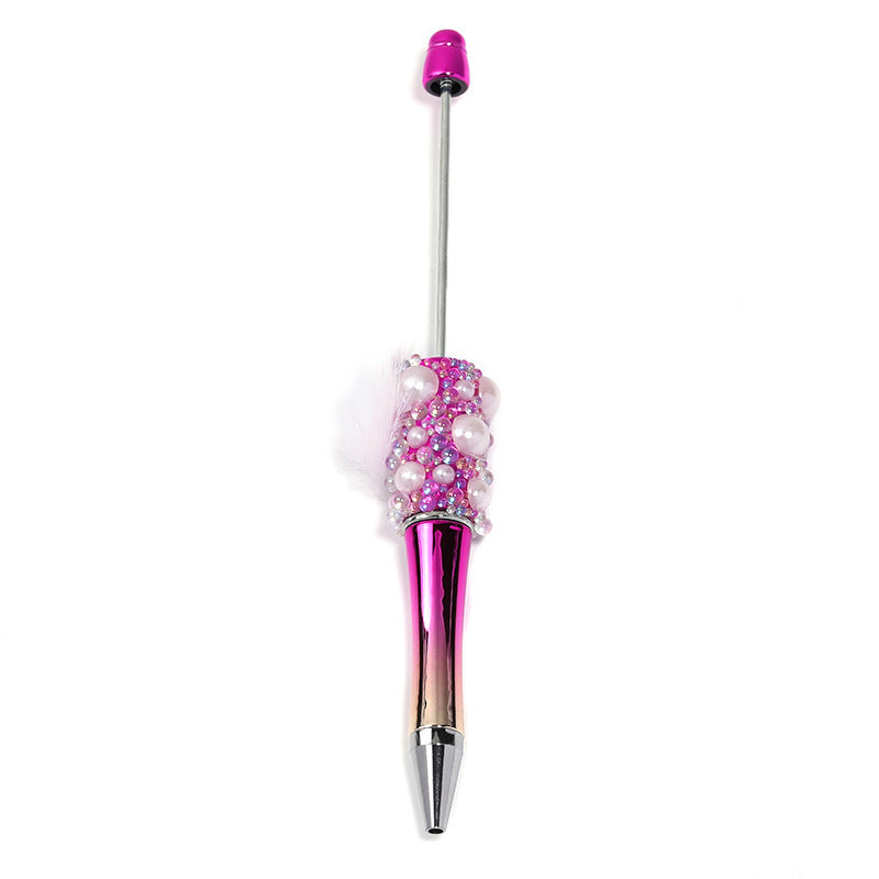 Fuzzy ball pearl beadable pen