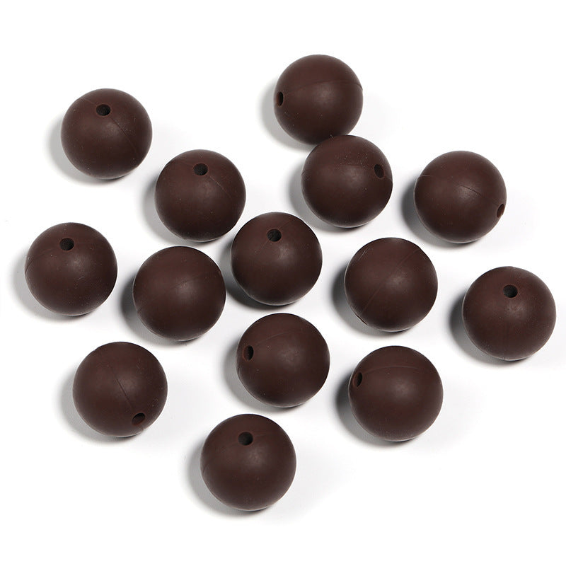 15mm environmentally friendly silicone round beads, multi-color straight hole beads