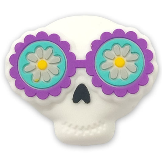 Halloween Series Silicone Focal Beads-Skeleton wearing sunglasses