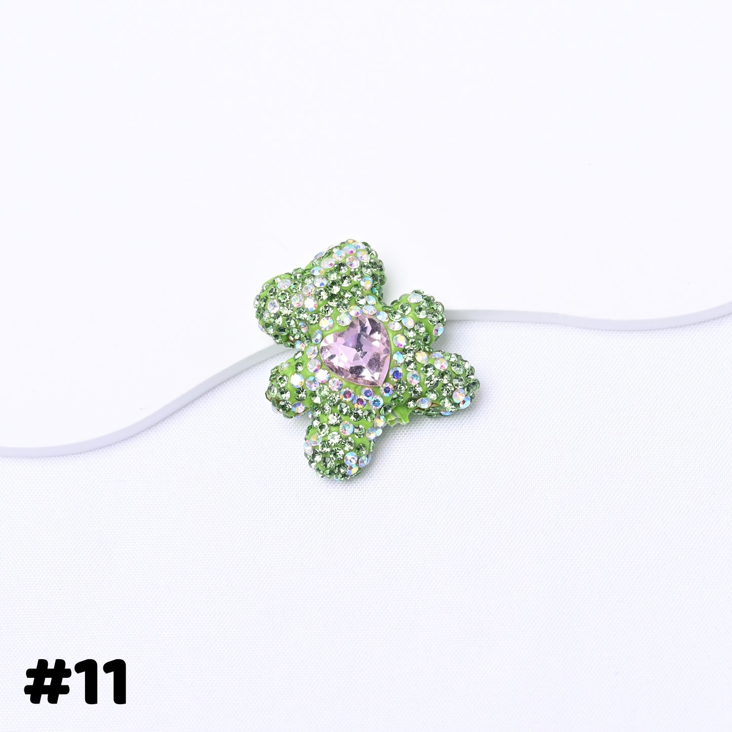 10 pcs Starry Sky Diamond-Studded Bear Heart-Shaped Zirconia Ball Fancy Beads