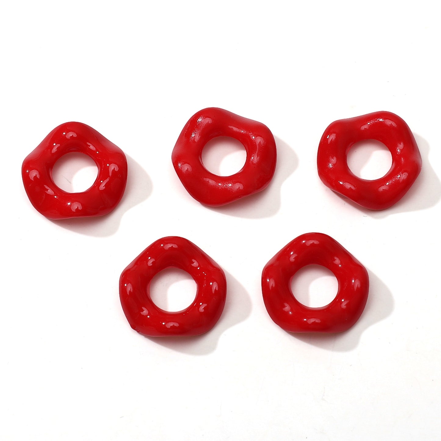 Acrylic Beads Wavy Shape Spacer Large Hole, Solid Color, 16MM