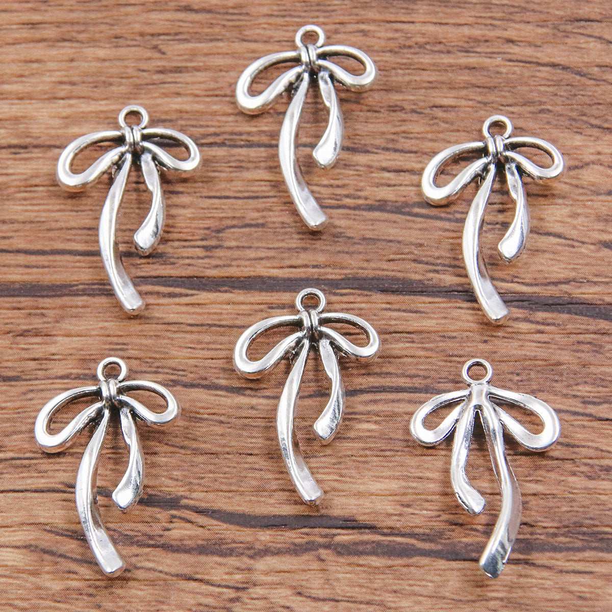 Metal Hollow Cute Bow Pendant Charms