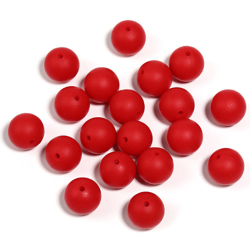 15mm environmentally friendly silicone round beads, multi-color straight hole beads