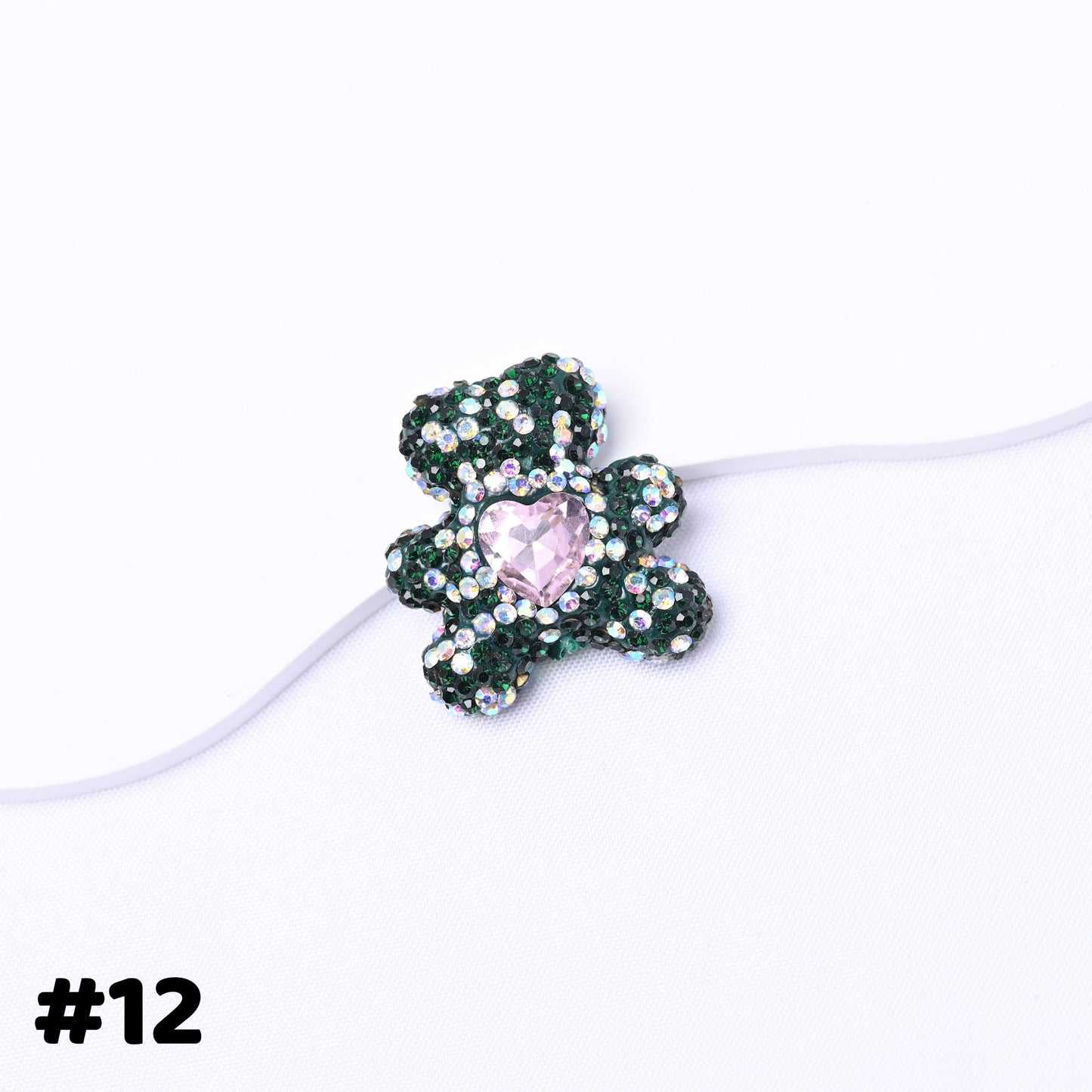 10 pcs Starry Sky Diamond-Studded Bear Heart-Shaped Zirconia Ball Fancy Beads