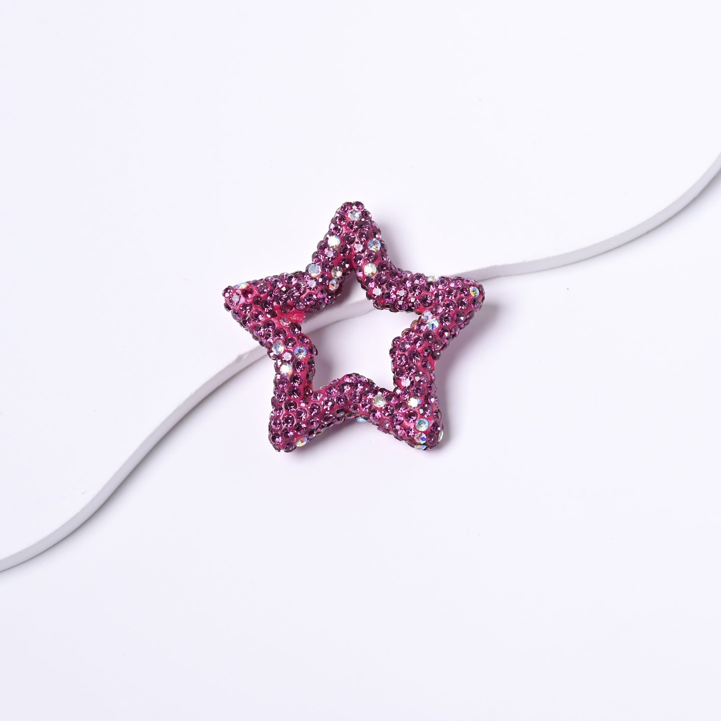 Full-Diamond Clay Star Ring with Crystal Fancy Beads