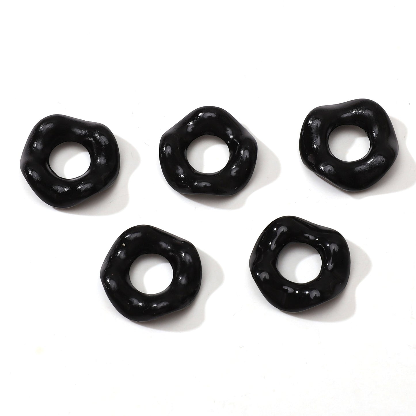 Acrylic Beads Wavy Shape Spacer Large Hole, Solid Color, 16MM