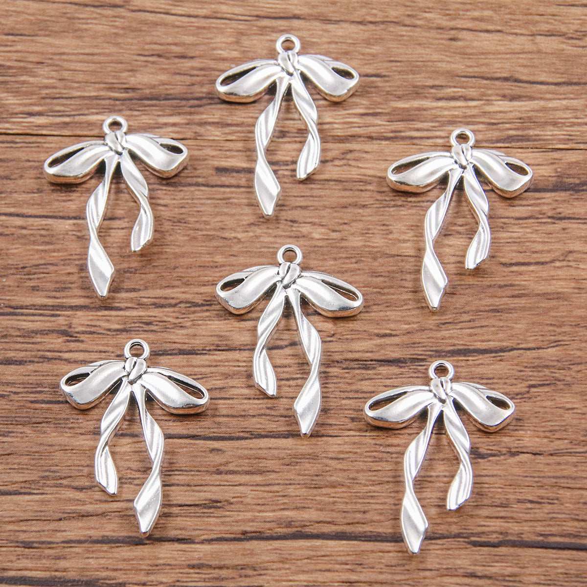 Metal Hollow Cute Bow Pendant Charms