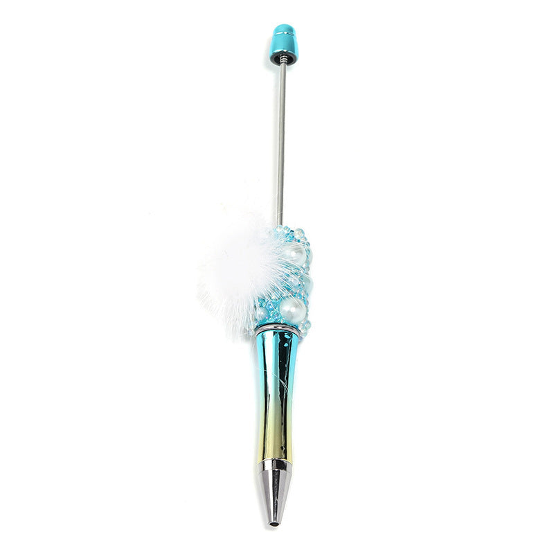 Fuzzy ball pearl beadable pen