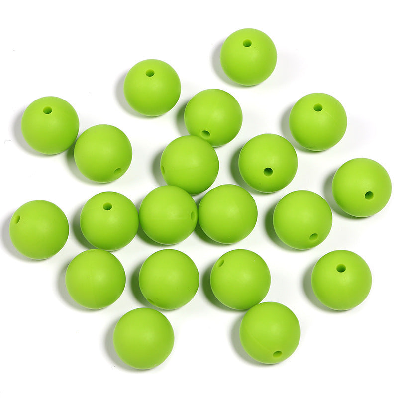 15mm environmentally friendly silicone round beads, multi-color straight hole beads