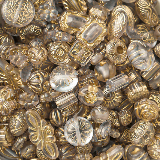 Acrylic mixed retro gold  beads through hole beads-Transparent gray
