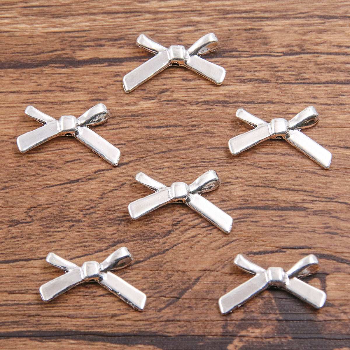 Metal Hollow Cute Bow Pendant Charms