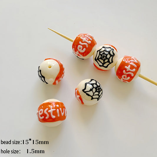 Halloween series acrylic spider web beadable beads