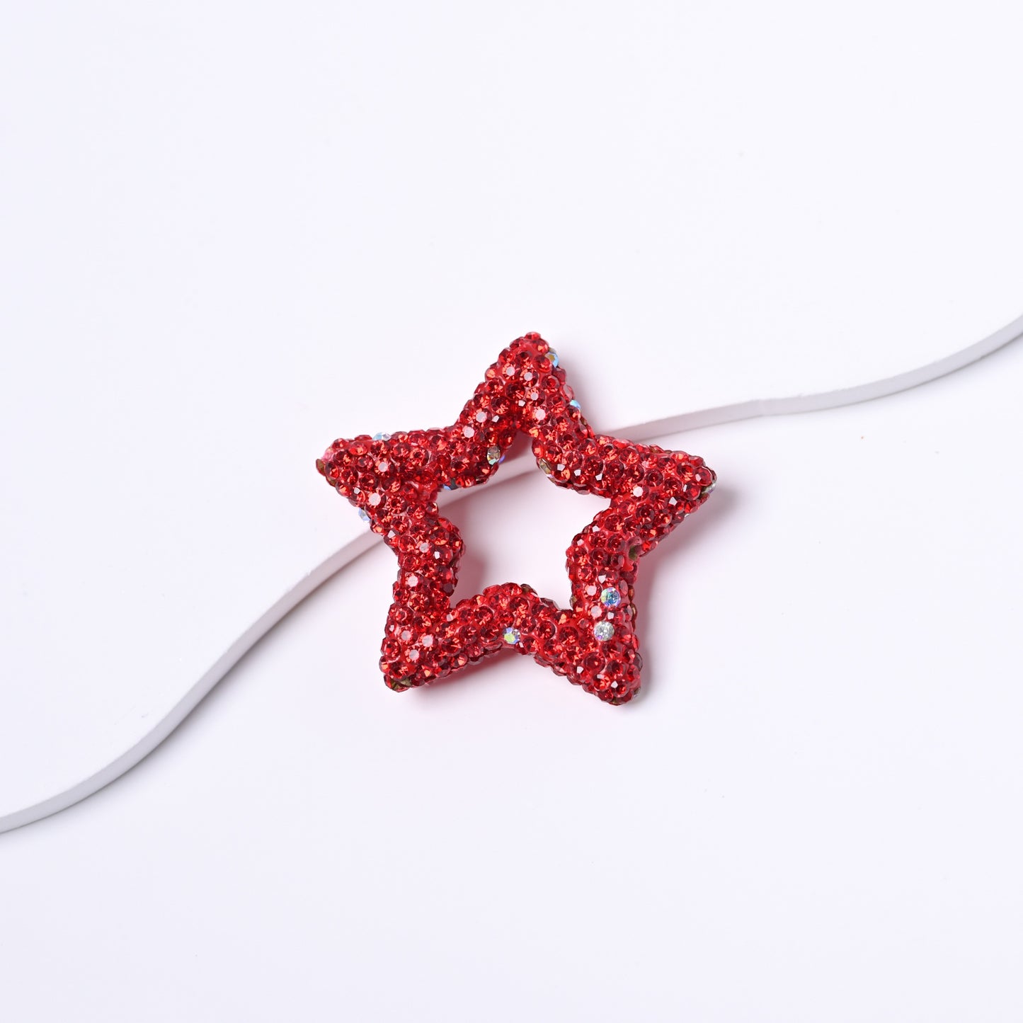 Full-Diamond Clay Star Ring with Crystal Fancy Beads