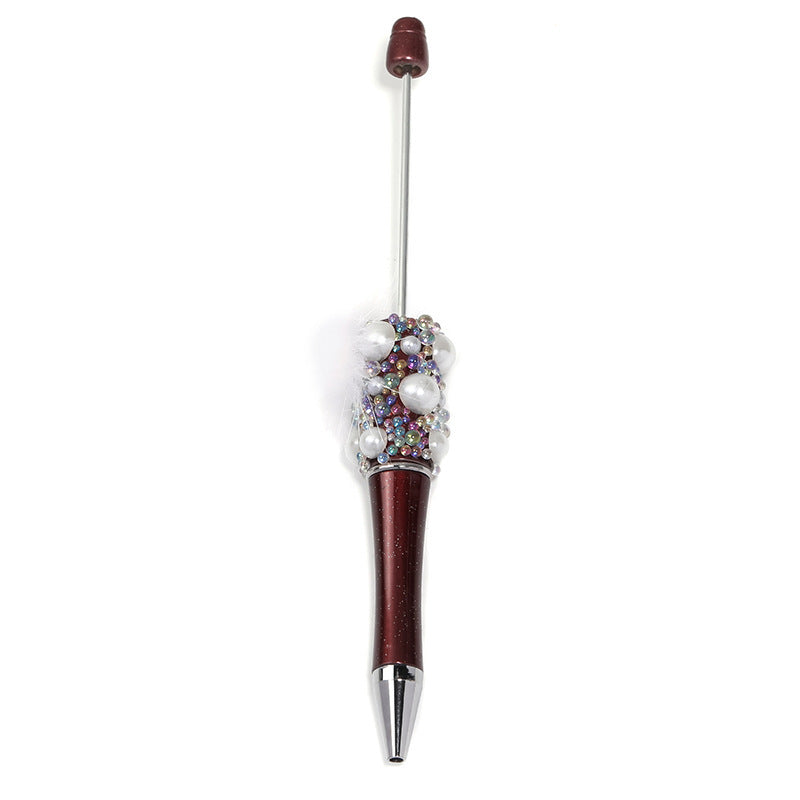 Fuzzy ball pearl beadable pen