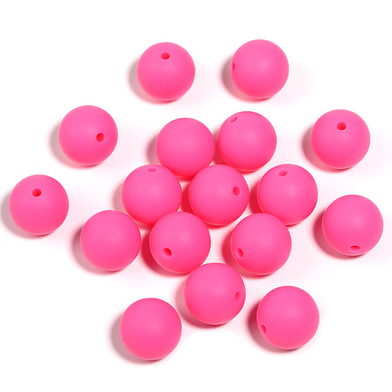 15mm environmentally friendly silicone round beads, multi-color straight hole beads