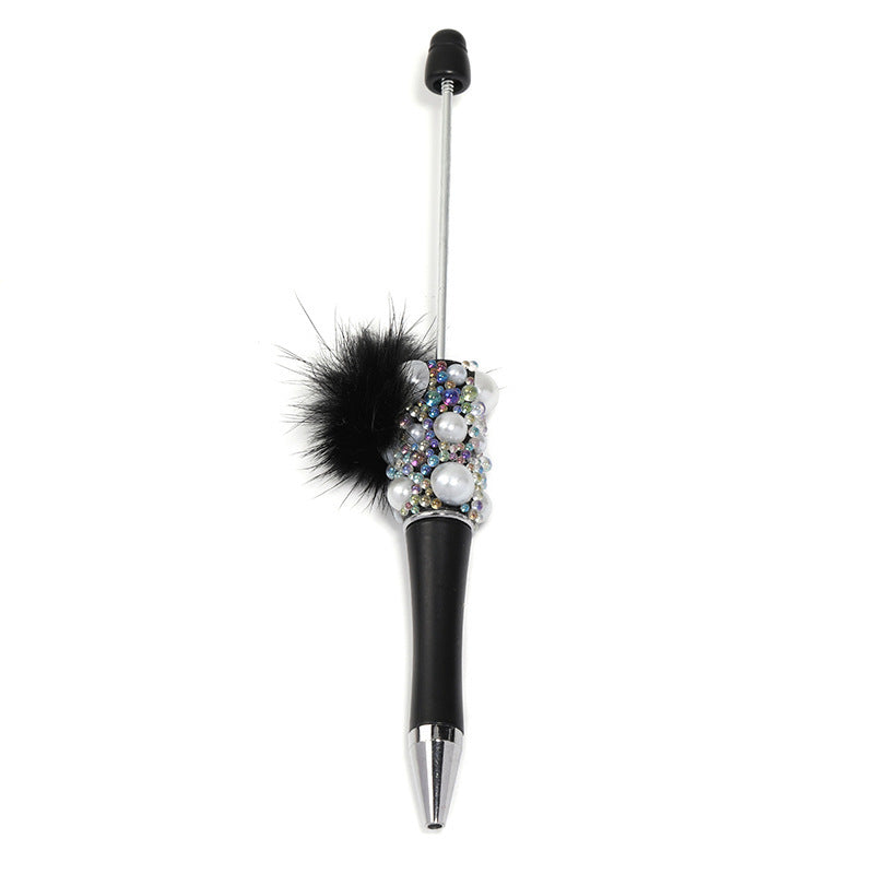 Fuzzy ball pearl beadable pen