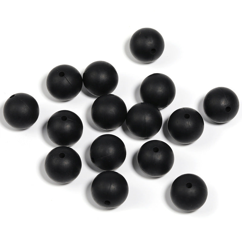 15mm environmentally friendly silicone round beads, multi-color straight hole beads