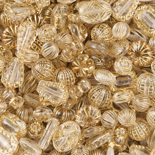 Acrylic mixed retro gold  beads through hole beads-Transparent white