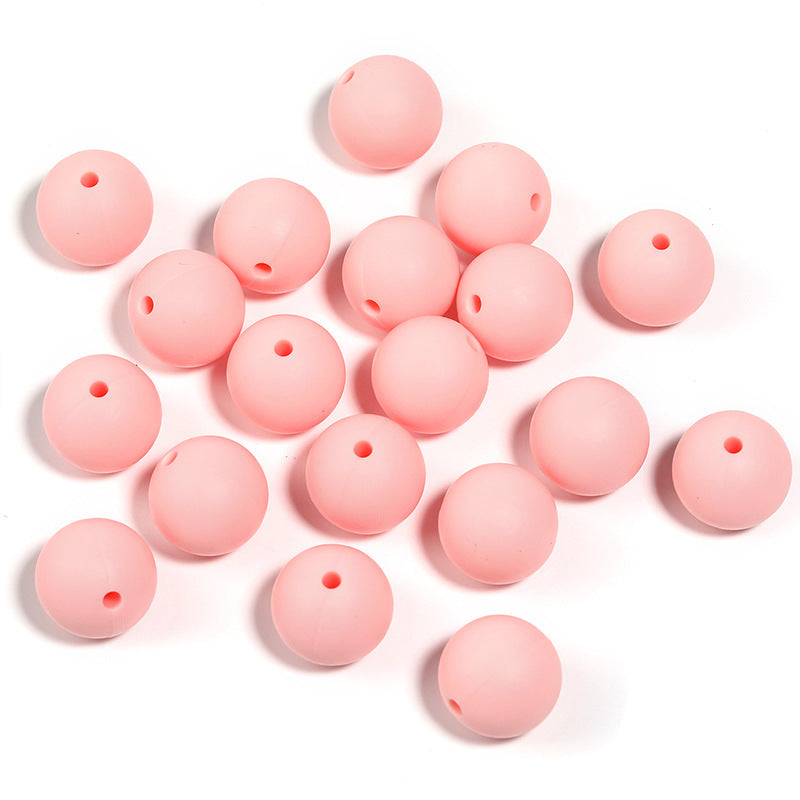15mm environmentally friendly silicone round beads, multi-color straight hole beads