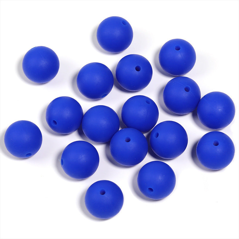 15mm environmentally friendly silicone round beads, multi-color straight hole beads