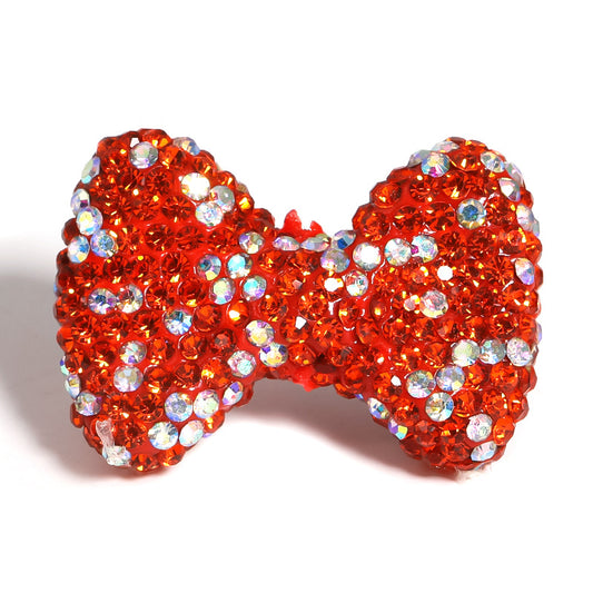 5 Pcs 24*33mm Bow Tie Clay Beads With Rhinestone