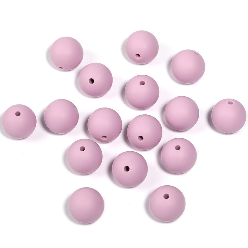 15mm environmentally friendly silicone round beads, multi-color straight hole beads