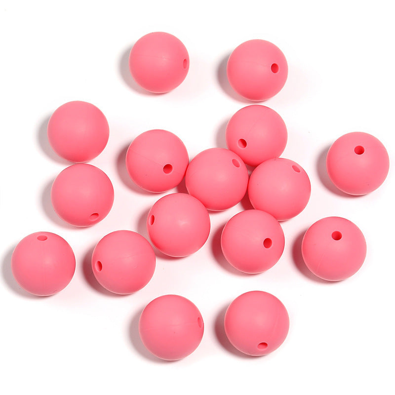 15mm environmentally friendly silicone round beads, multi-color straight hole beads