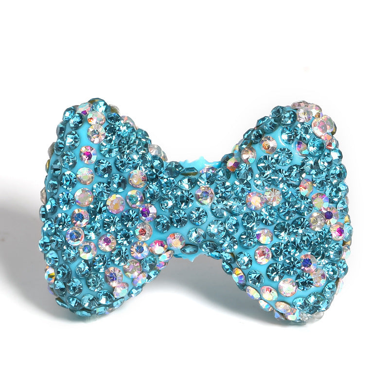 5 Pcs 24*33mm Bow Tie Clay Beads With Rhinestone