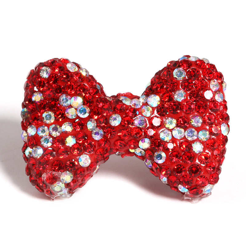 5 Pcs 24*33mm Bow Tie Clay Beads With Rhinestone