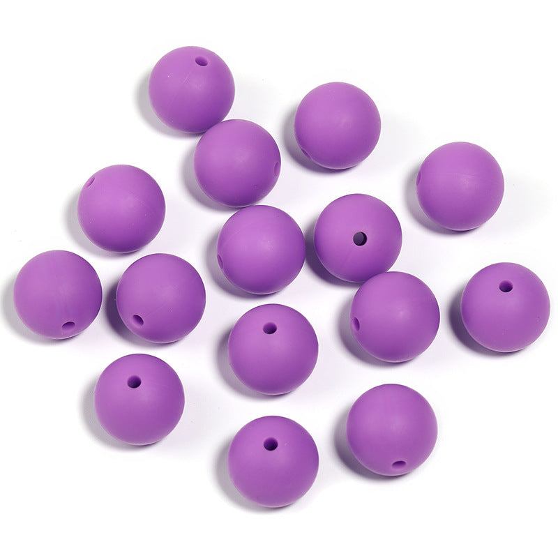 15mm environmentally friendly silicone round beads, multi-color straight hole beads