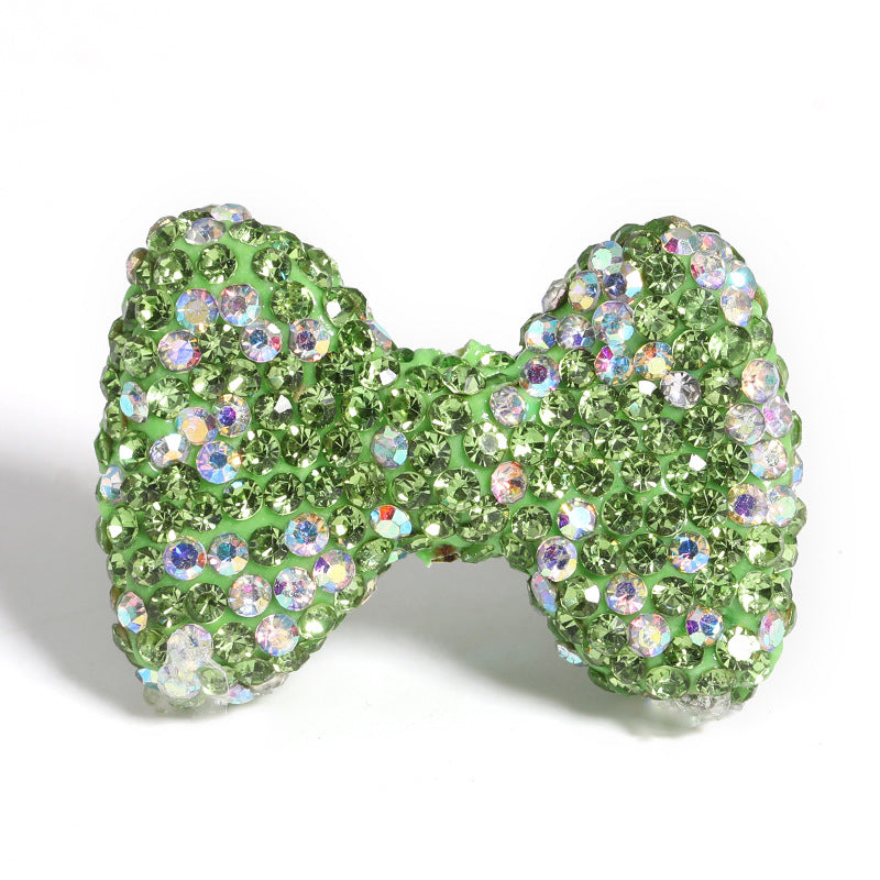 5 Pcs 24*33mm Bow Tie Clay Beads With Rhinestone