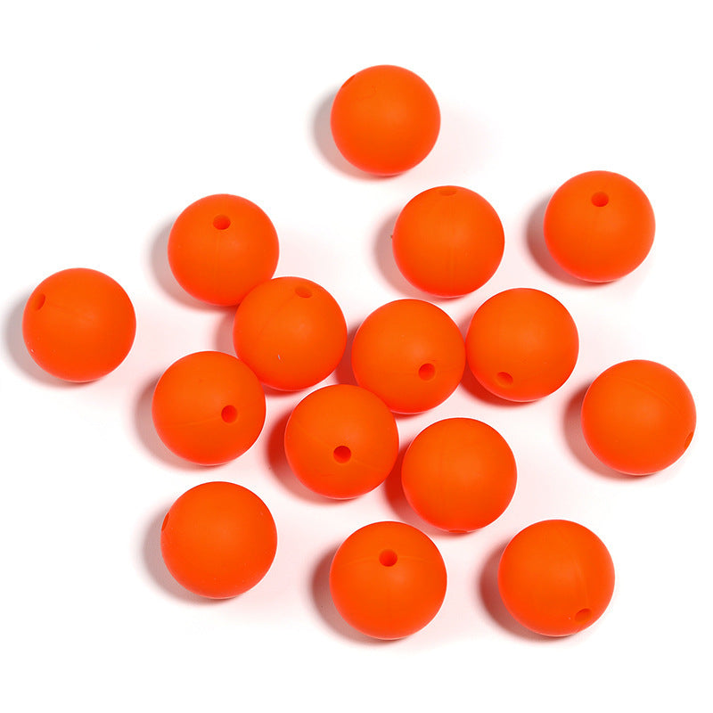 15mm environmentally friendly silicone round beads, multi-color straight hole beads
