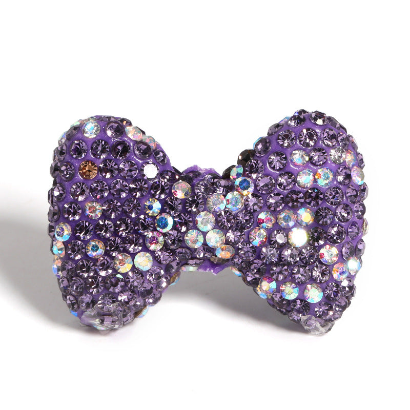 5 Pcs 24*33mm Bow Tie Clay Beads With Rhinestone