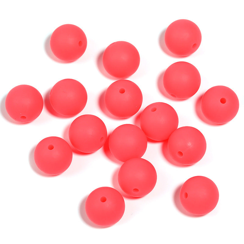 15mm environmentally friendly silicone round beads, multi-color straight hole beads