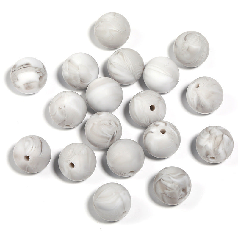 15mm environmentally friendly silicone round beads, multi-color straight hole beads