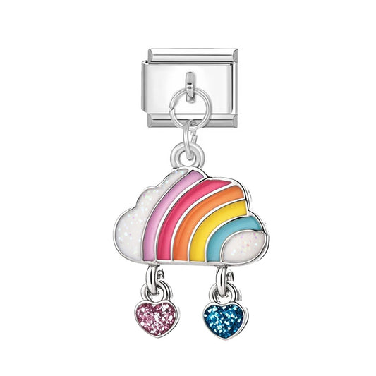 Silvery Colorful clouds withtwo heart charms