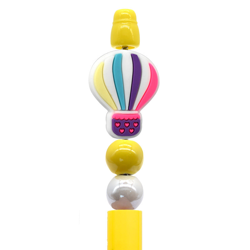 Student Stationery Colorful Beaded Pen Silicone Focal Beads