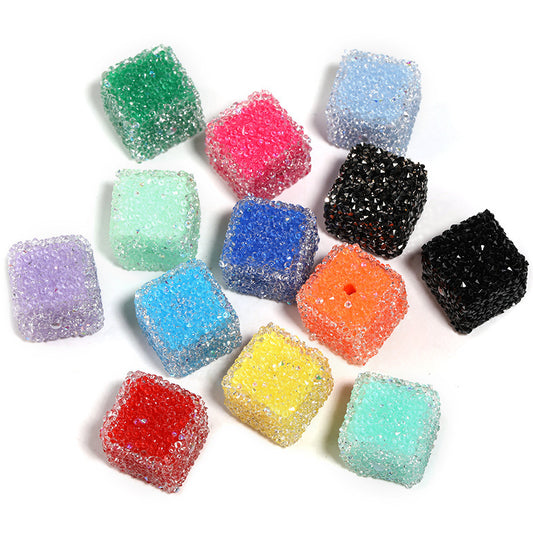Candy Color Rhinestone Soft Sugar Square Beads