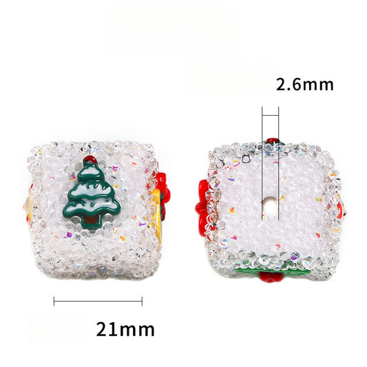 Christmas Rhinestone Sugar Square Beads