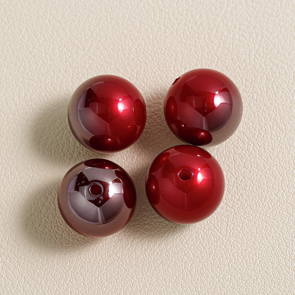 Mabei Two-Color through Hole round Beads Gradient Solid Color Plating round Beads
