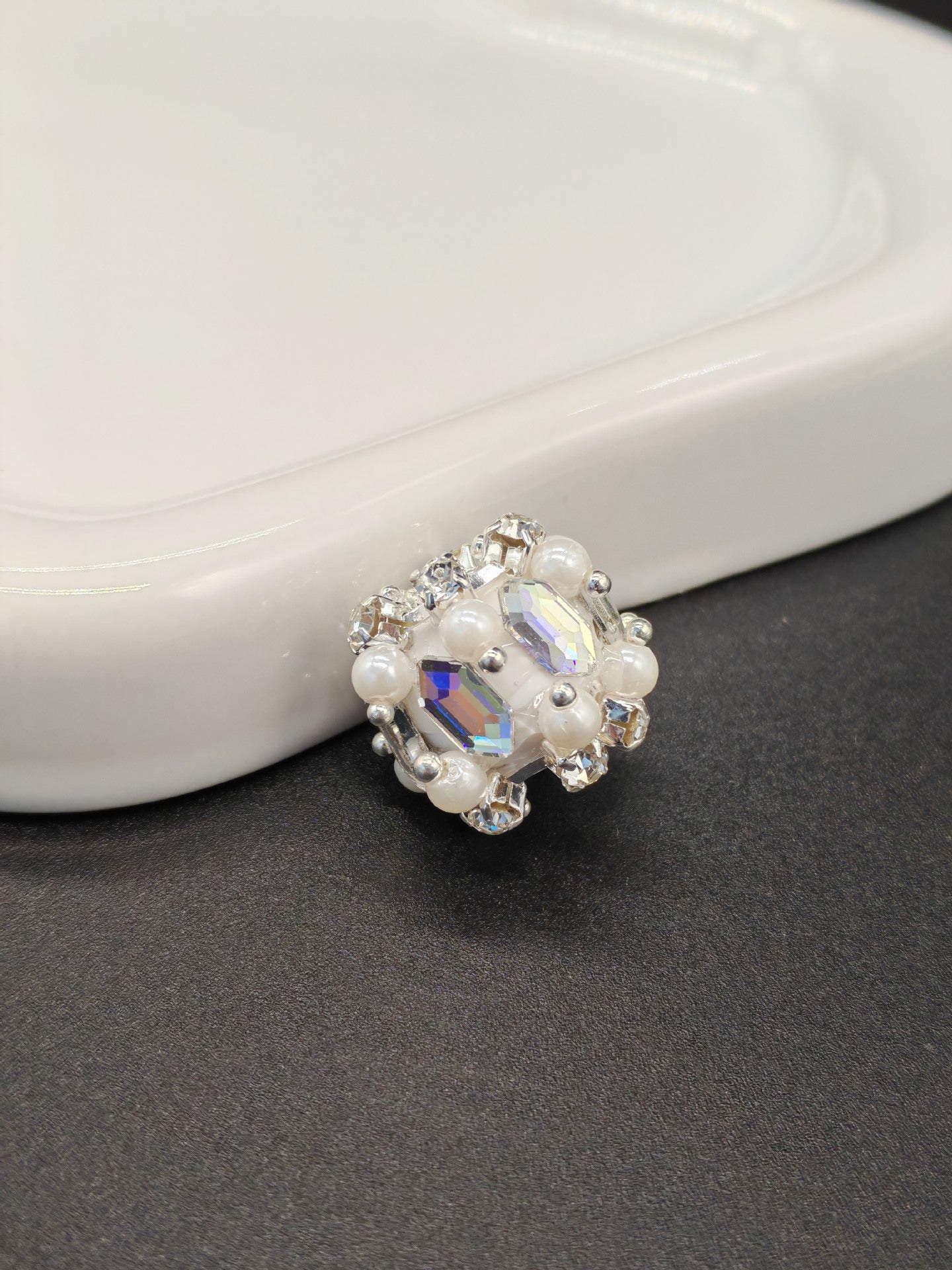 Pearl Zircon Heart Diamond Ball Straight Hole Bead