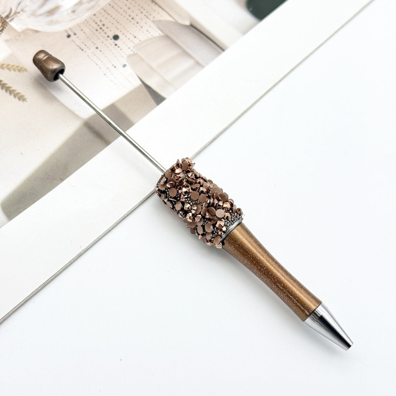Sequin Beaded Pen Ins Colorful Resin Ballpoint Pen Student Gift Pen Beadable Rotating Cute Pen