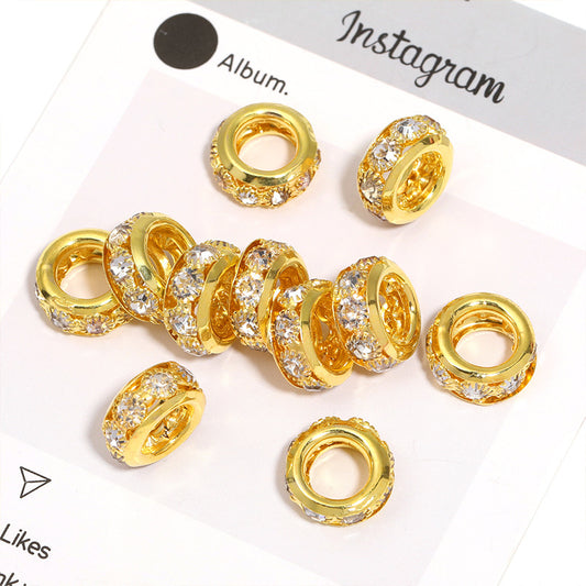 10 pcs 15mm Diamond-Studded Round Bead Ring