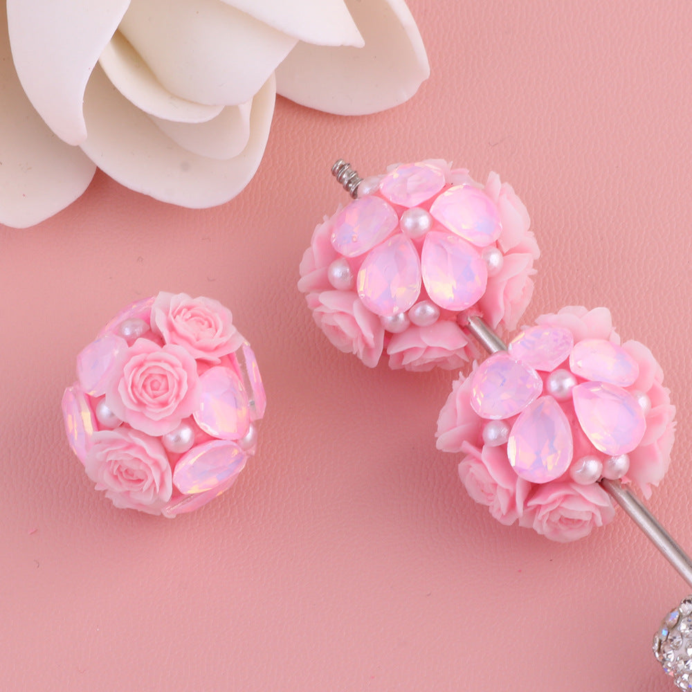 Rose Zircon Water Drop Five Petal Flower Diamond Ball