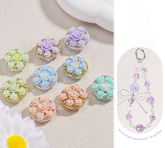 Round Double-Sided Resin Beads Gold and Silver Beads