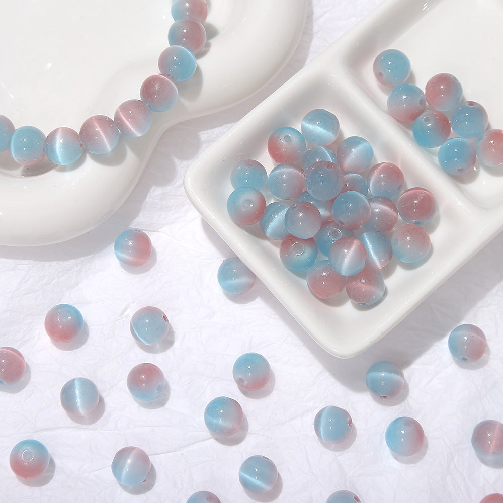 Gradient Two-tone Cat's Eye Stone Imitation Jade Beads
