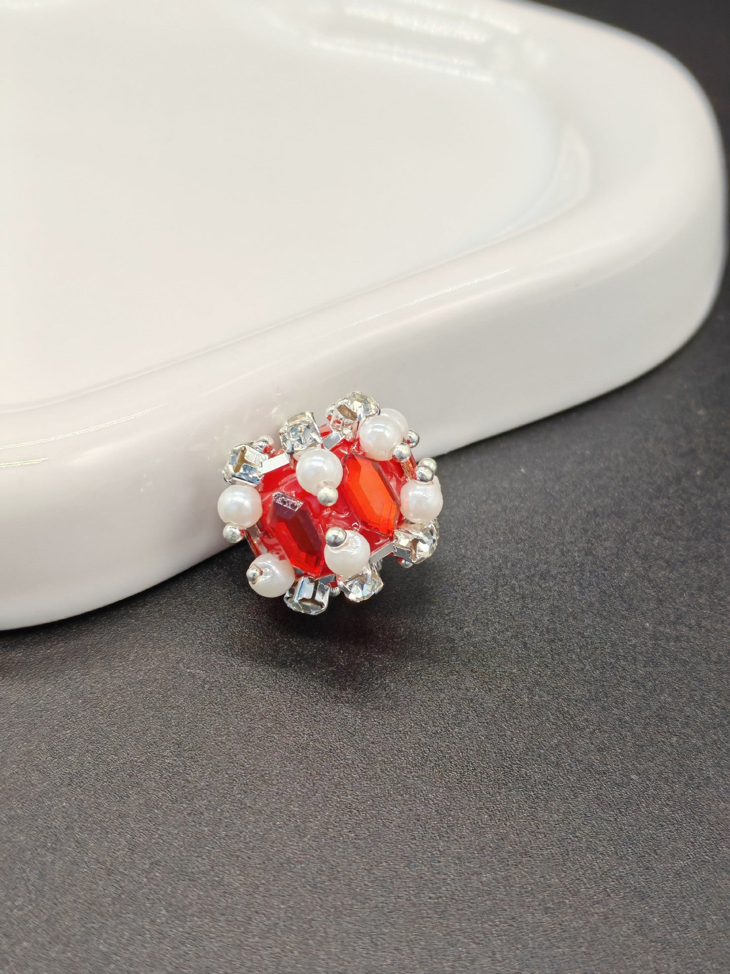 Pearl Zircon Heart Diamond Ball Straight Hole Bead