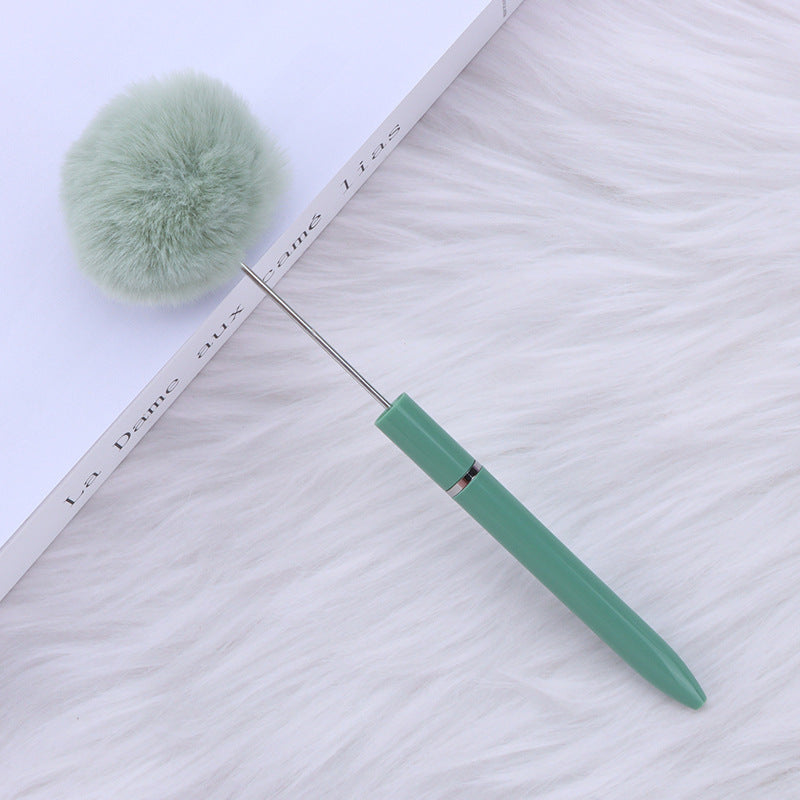 Long Fluffy Beaded Pen Ins Macaron Color Fluffy Rotating Ballpoint Pen