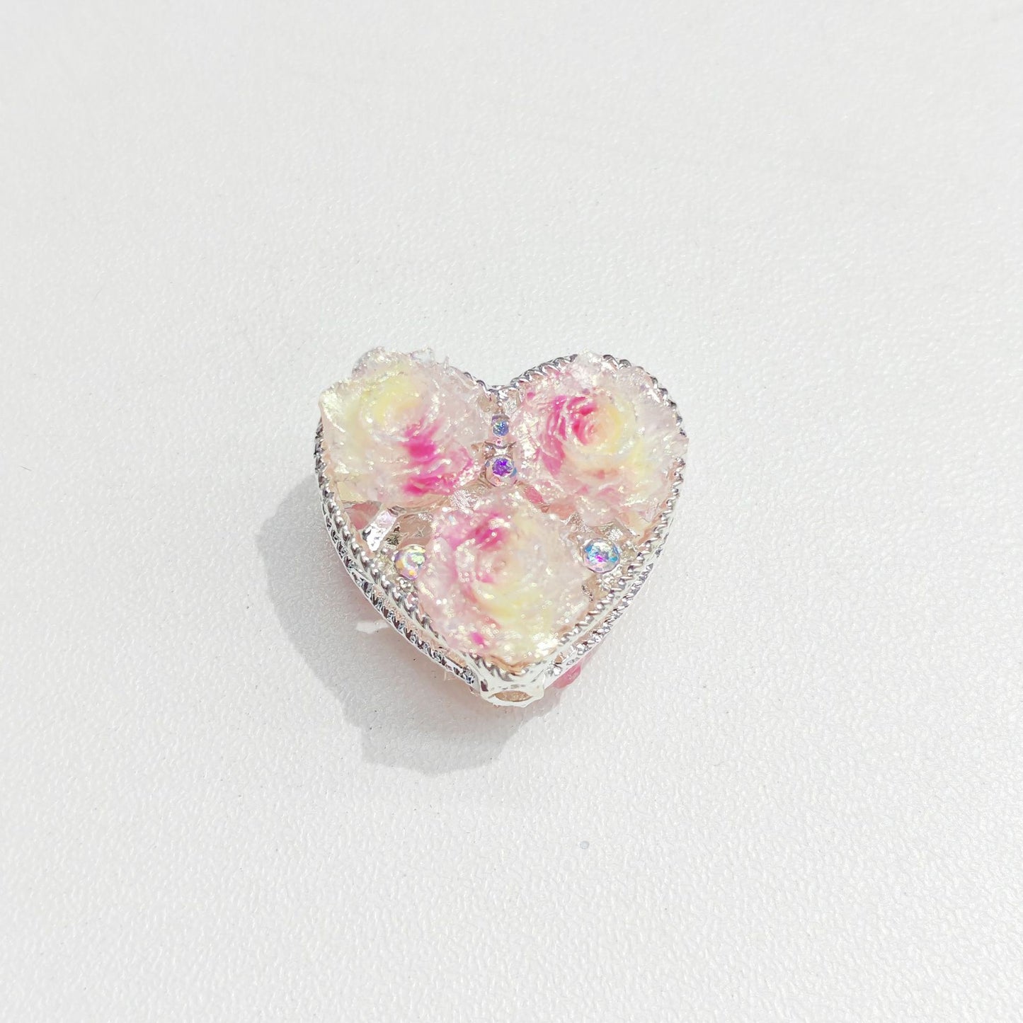 Alloy Double-Sided Heart Flower Jewelry Accessories Straight Hole Beads