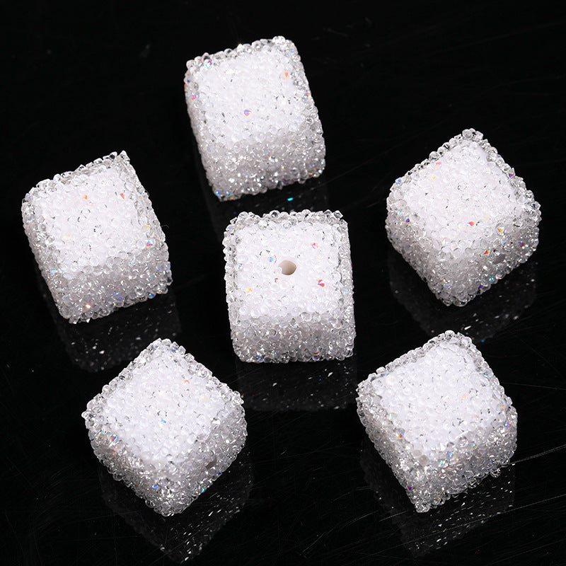 Candy Color Rhinestone Soft Sugar Square Beads